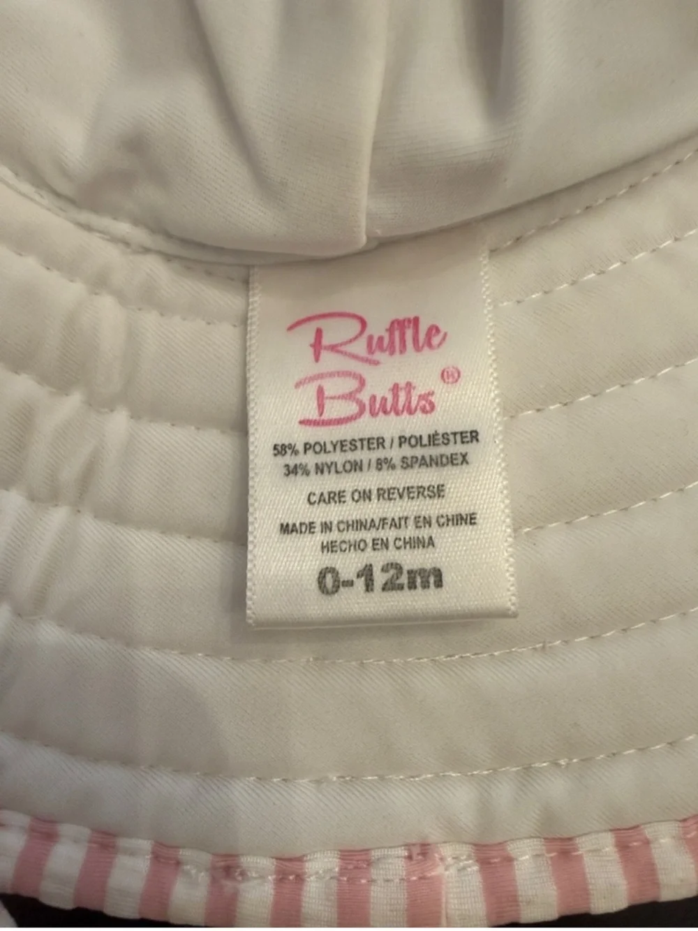 Ruffle Butts Pink and White Striped Baby Sun Hat Sz 0-12 months Like New
